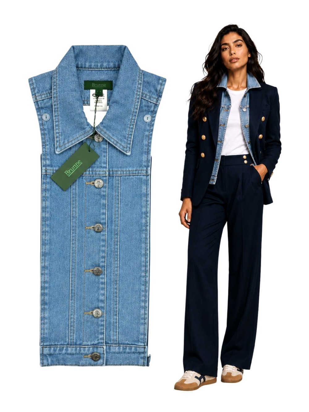 BRUNNE Denim Insert DICKEY Insert Compatible with VERONICA BEARD Blazer Sz 00-14